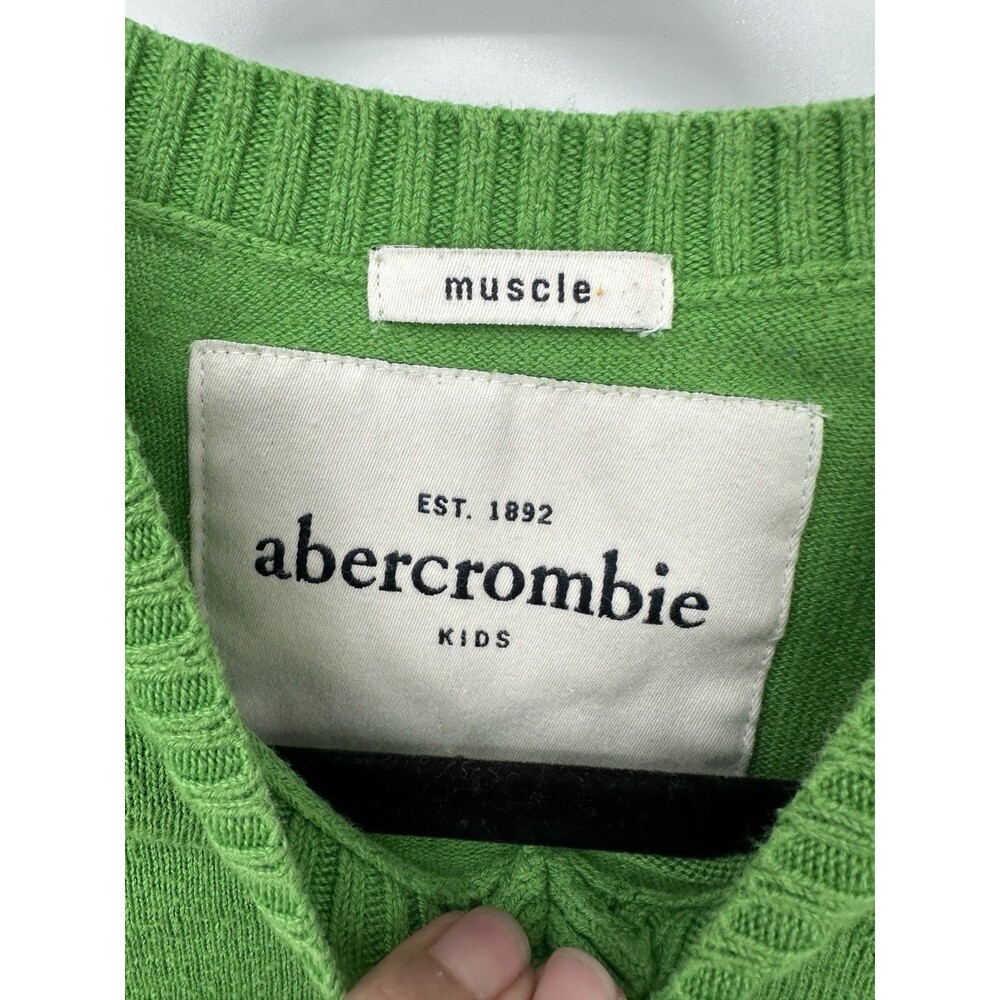 Abercrombie & Fitch Sweater Unisex LGreen Pullover‎ Muscle Cotton Casual - Picture 2 of 8
